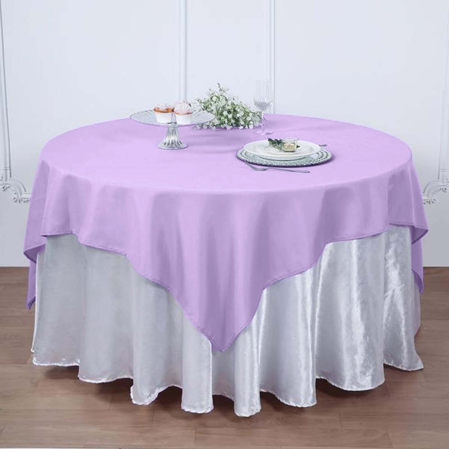 Polyester 70"x70" Table Overlay Square Tablecloth Lavender Lilac - Wrinkle-Resistant & Durable Table Cover