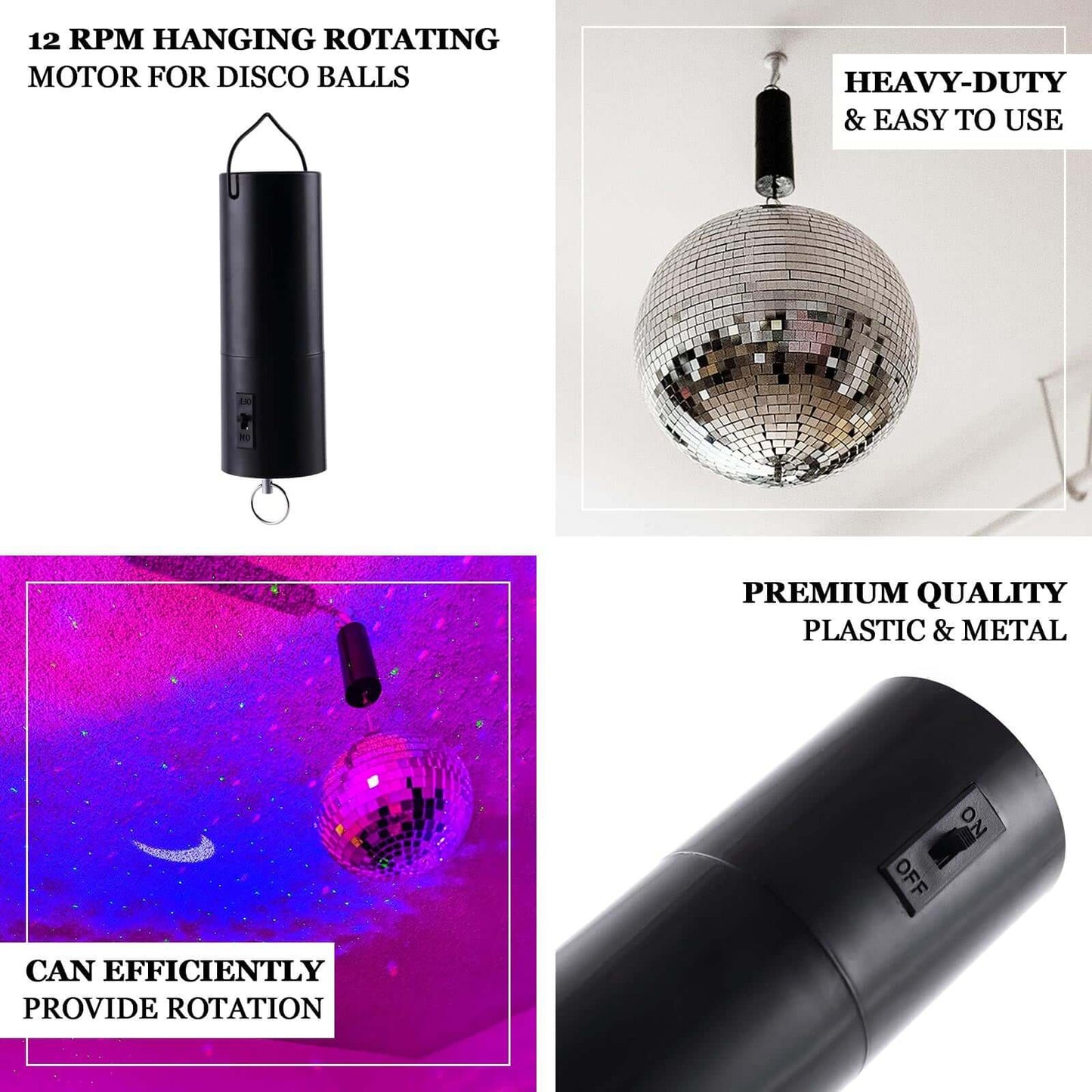 7" 12 RPM Heavy Duty Hanging Rotating Motor For Disco Mirror Balls