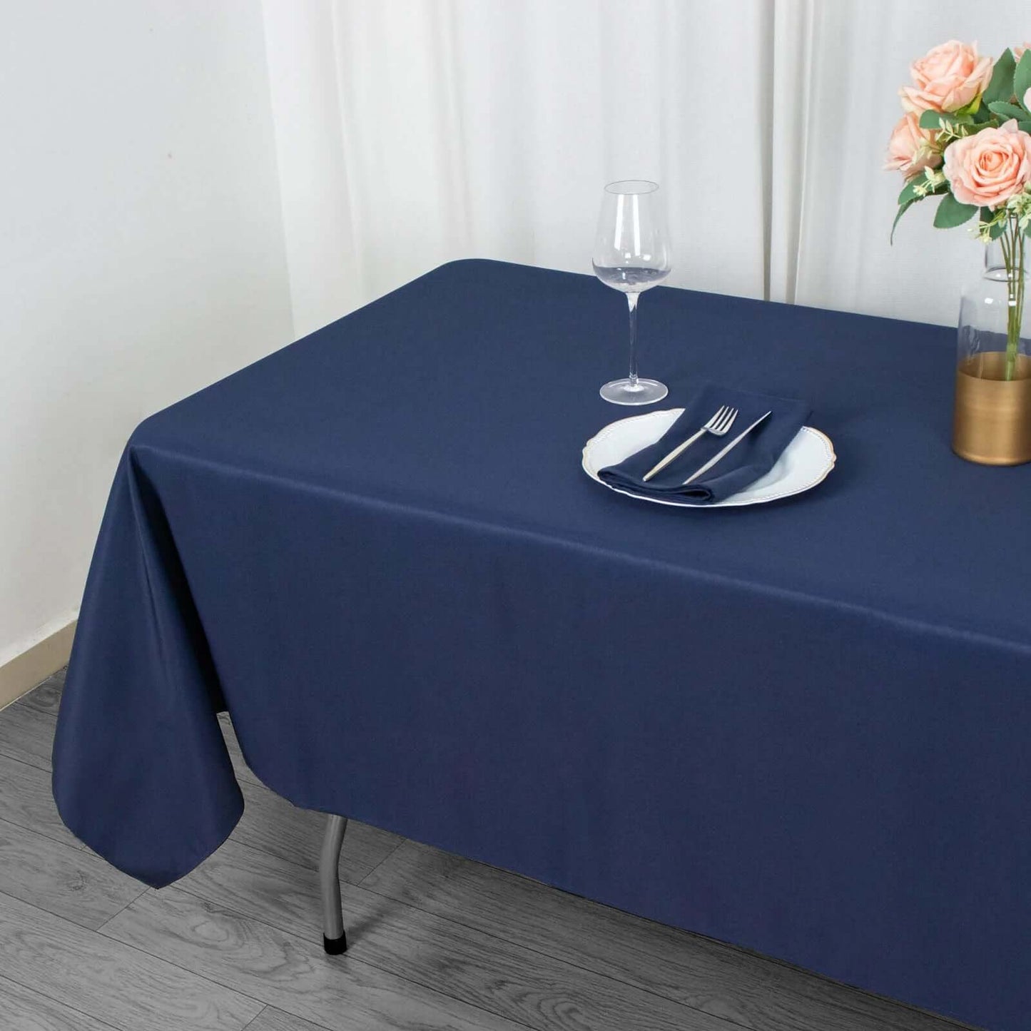 Premium Polyester 60"x102" Rectangle Tablecloth Navy Blue - Durable 220GSM Wrinkle-Resistant Table Cover