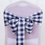 5 Pack Polyester Chair Sashes Navy Blue/White Buffalo Plaid - Durable & Reusable Chair Bows 6"x108"