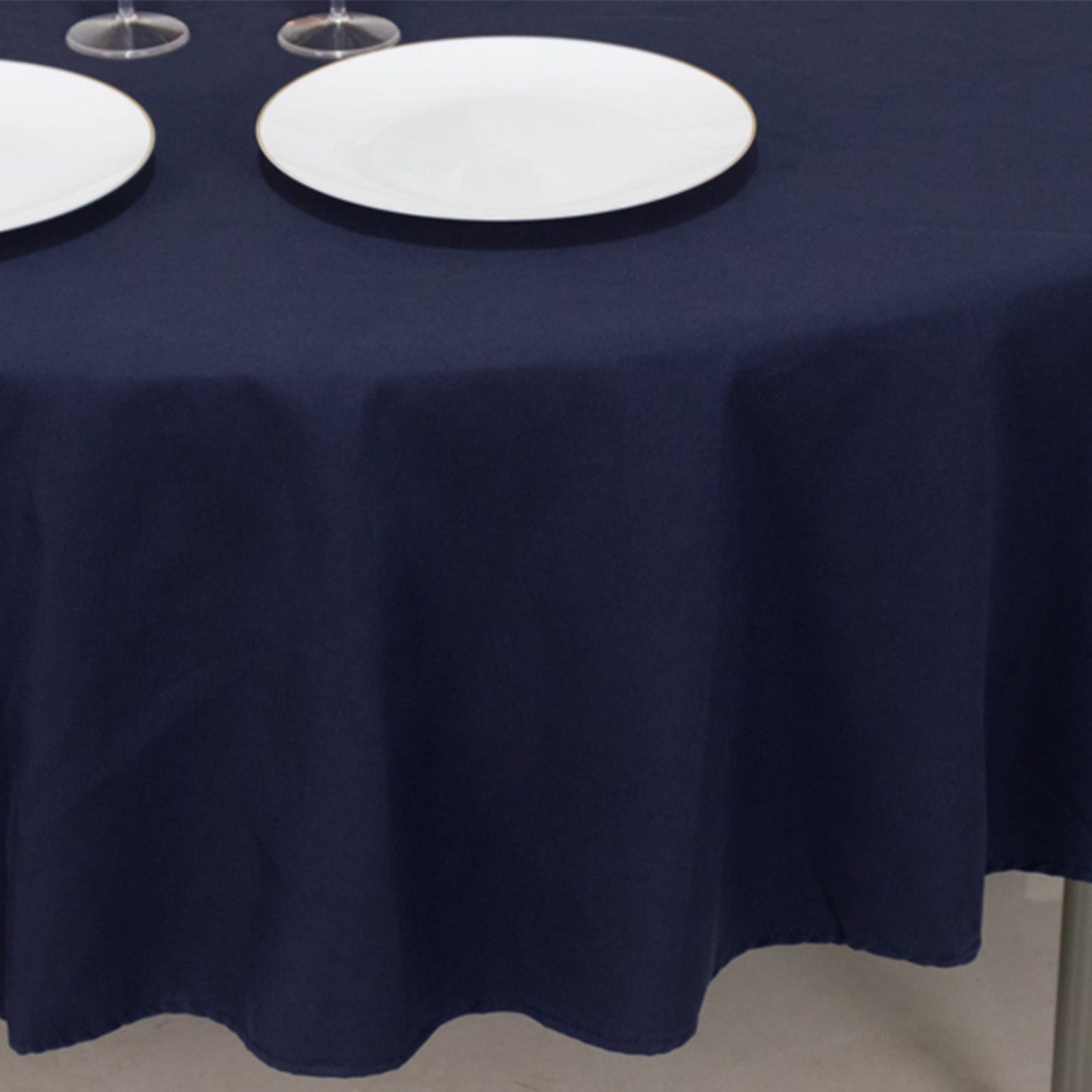 Cotton Blend 90" Round Tablecloth Navy Blue - Wrinkle-Resistant Table Cover