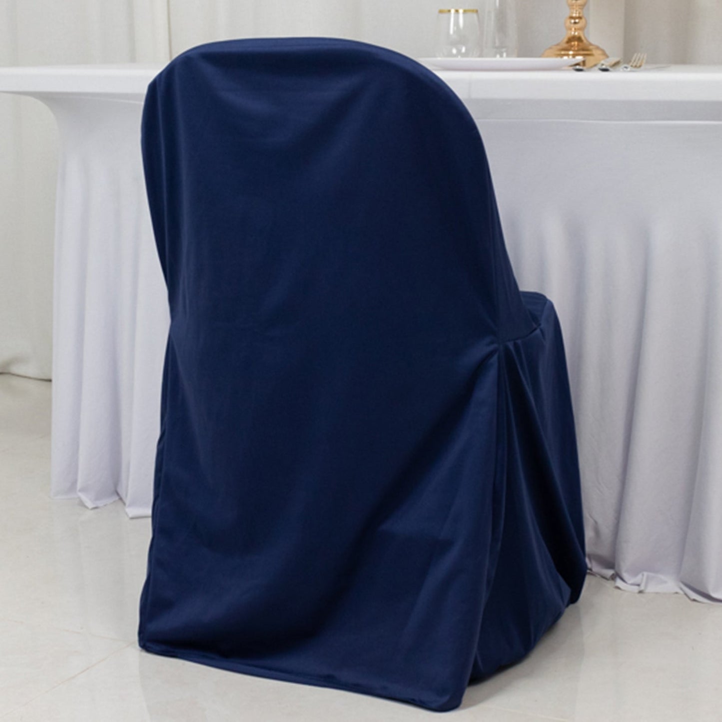 Scuba Stretch Folding Chair Cover Navy Blue - Wrinkle Free & Durable Slipcover