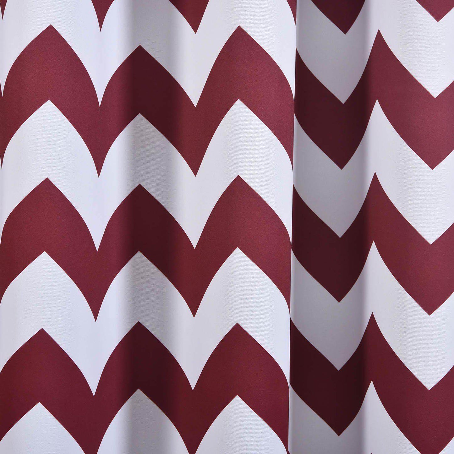 2 Pack White Burgundy Chevron Print Thermal Blackout Window Curtain Grommet Panels, Noise Canceling Curtains - 52"x108"