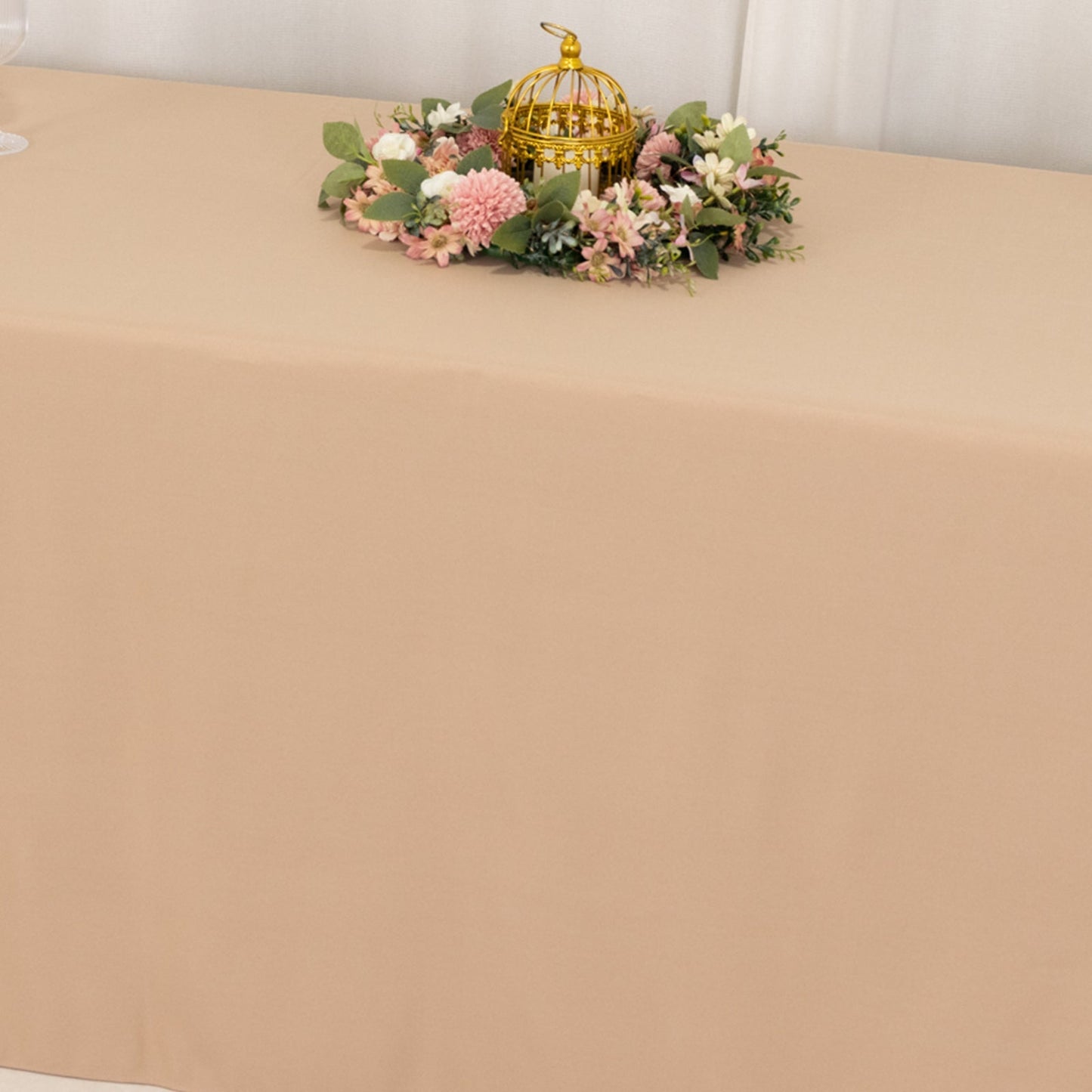 Premium Polyester 90"x156" Rectangle Tablecloth Nude - Seamless 220GSM Stain-Resistant Table Cover