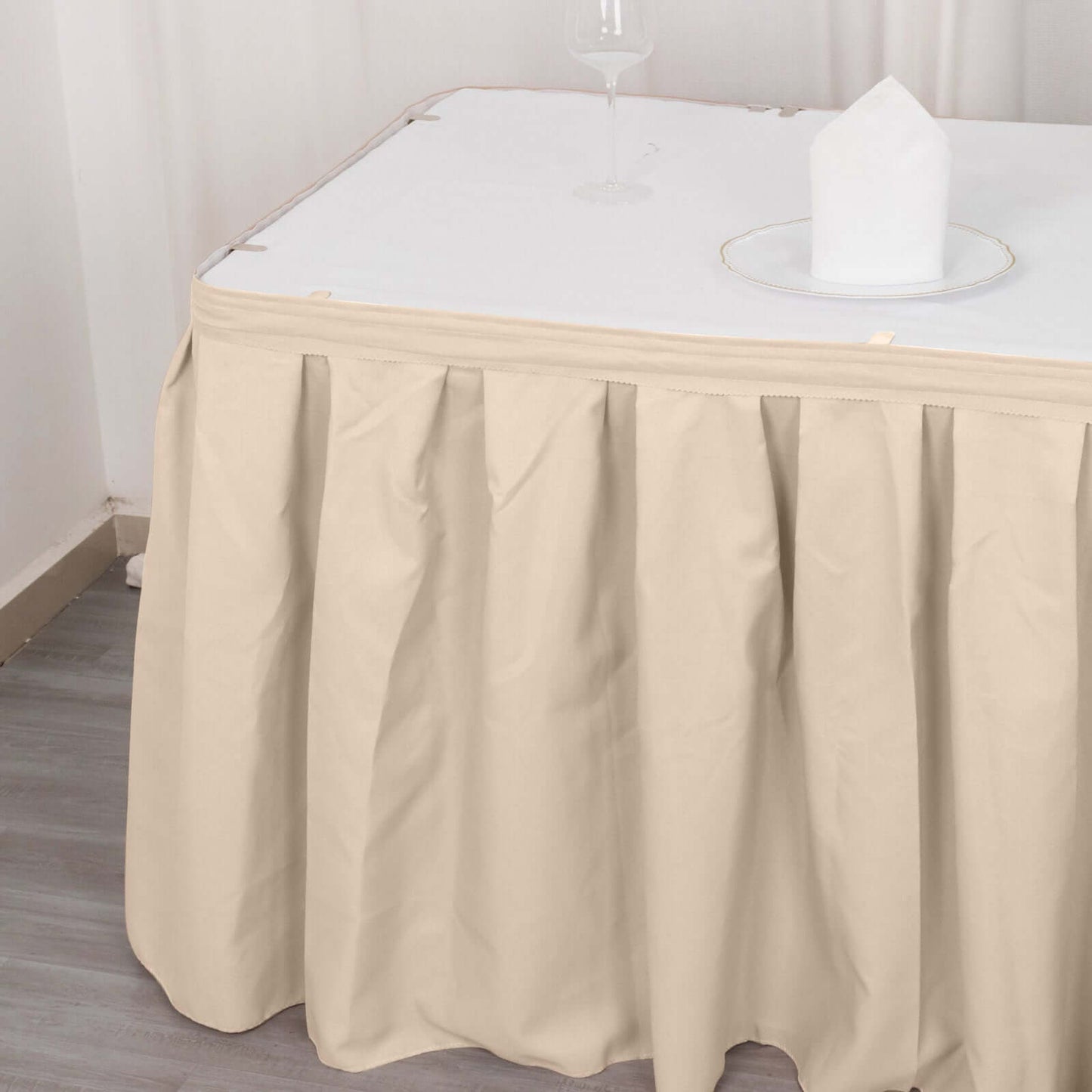 Polyester 21ft Table Skirt Nude - Classic Pleated Design