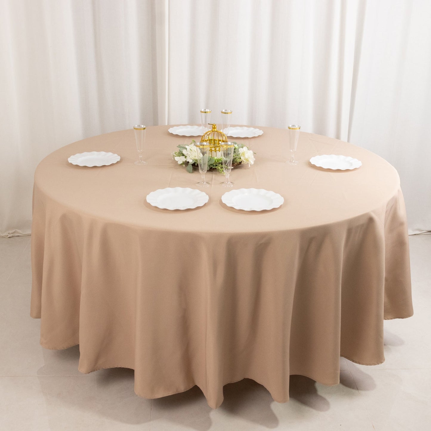 Premium Polyester 108" Round Tablecloth Nude - Wrinkle-Resistant 220GSM Table Cover