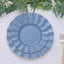 10-Pack Plastic 9" Round Dinner Plates in Ocean Blue Ruffled Rim with Gold Edging - Sturdy Disposable Dinnerware