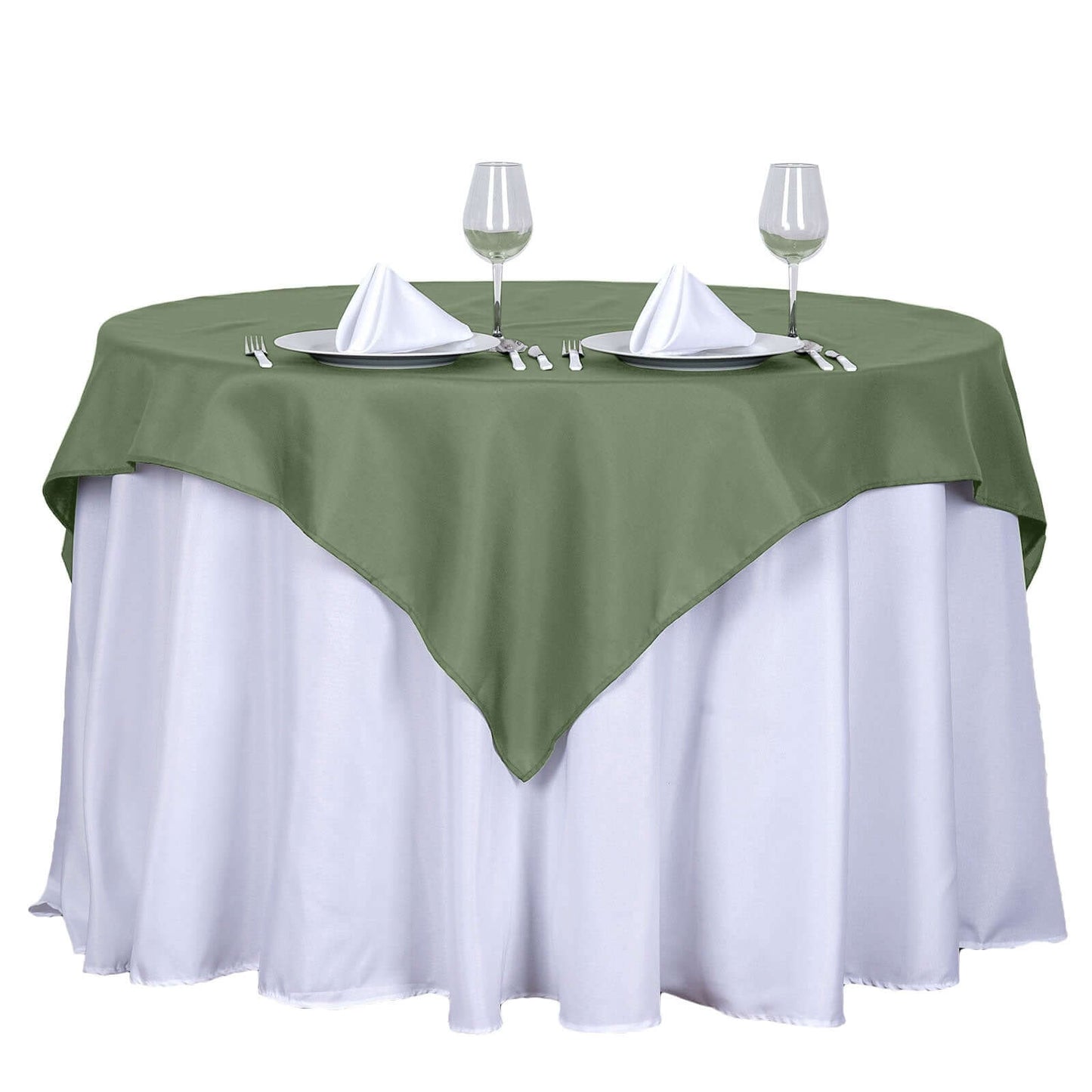 Polyester 54"x54" Table Overlay Square Tablecloth Olive Green - Wrinkle-Resistant & Durable Table Cover