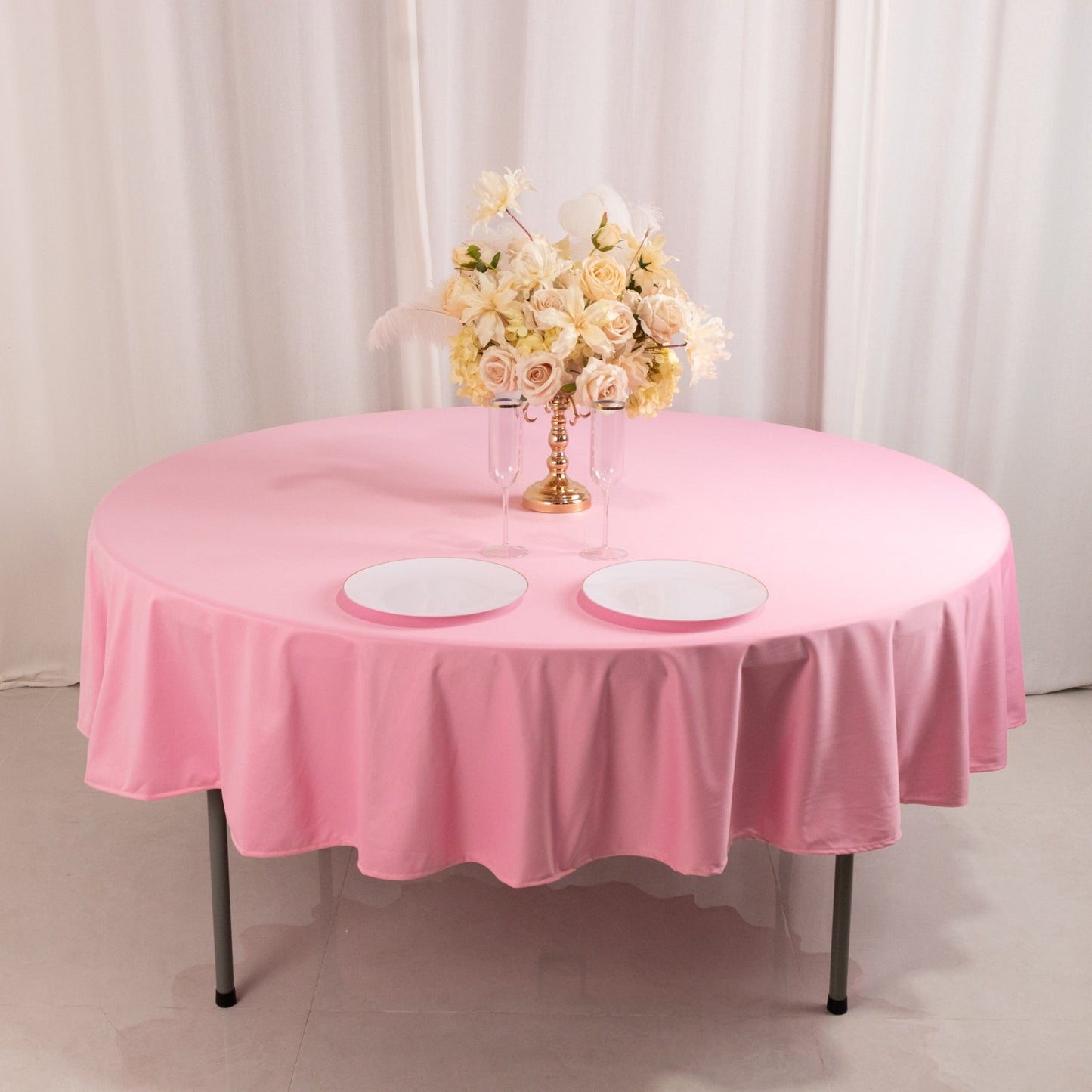Scuba Round 90" Tablecloth Pink - Wrinkle Free & Stain Resistant Table Cover