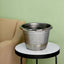 14" Silver Chrome Finished Rim Large Barrel Planter Pot, Indoor Outdoor Decorative Flower Pot