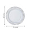 10-Pack Plastic Dinner Plates White with Fancy Silver Lace Rim - Stylish Disposable Plates for Events 10"