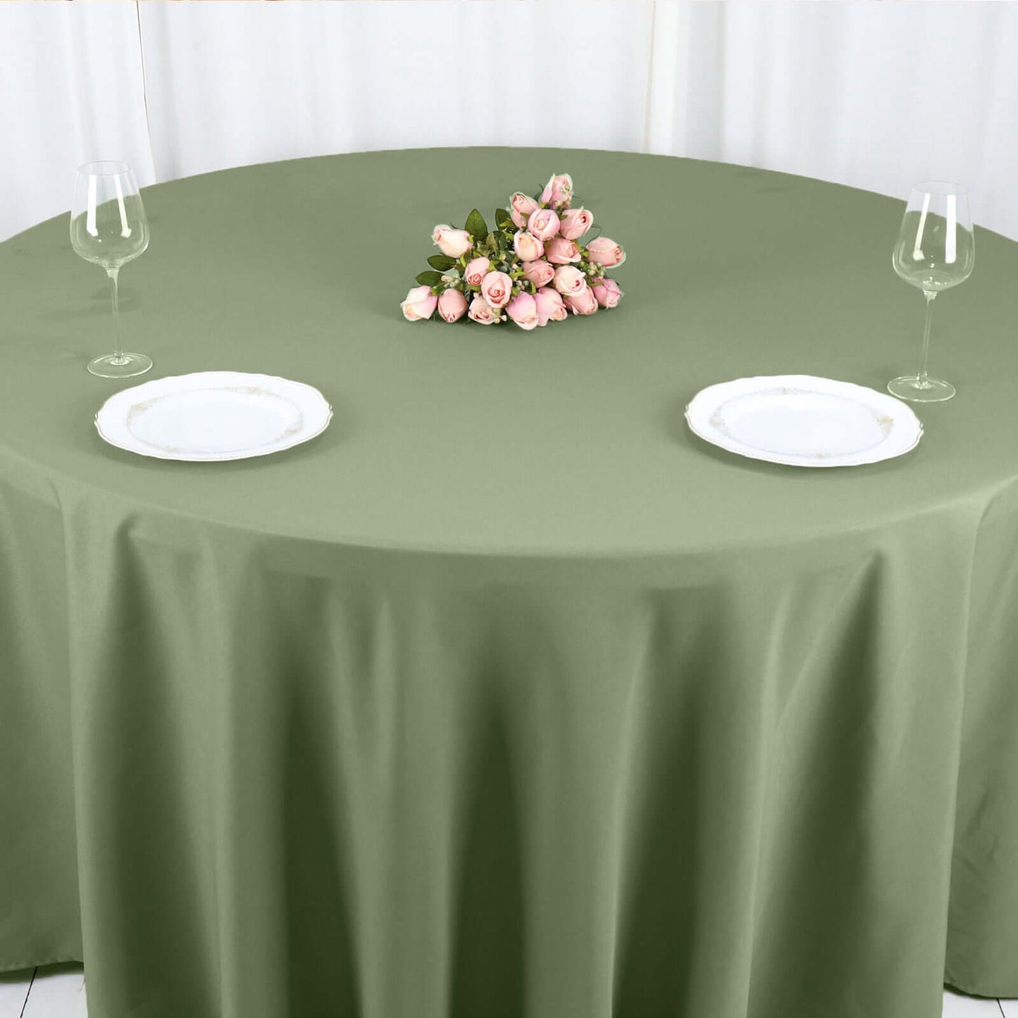 Polyester 120" Round Tablecloth Dusty Sage Green - Seamless Wrinkle-Resistant Table Cover