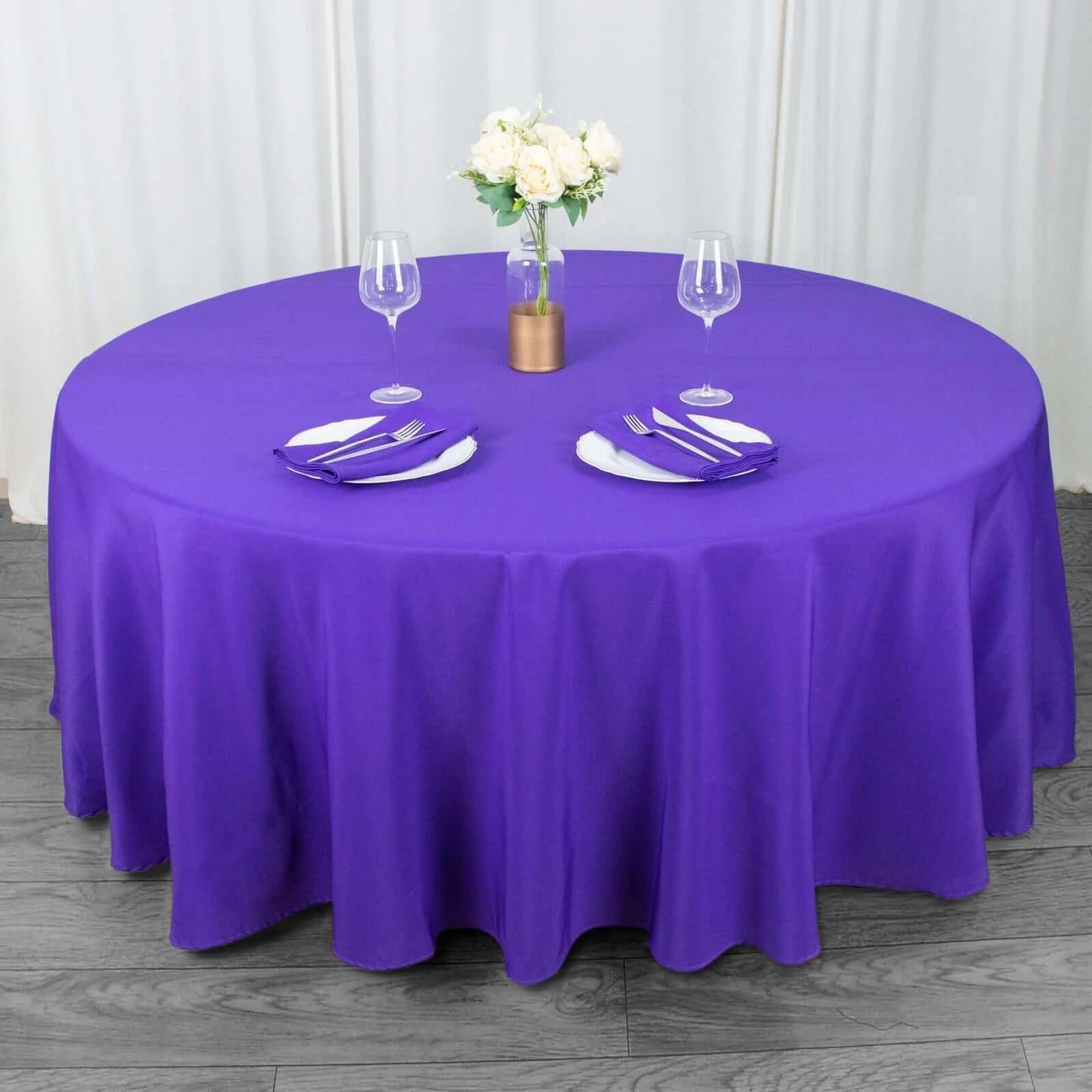 Premium Polyester 108" Round Tablecloth Purple - Wrinkle-Resistant 220GSM Table Cover