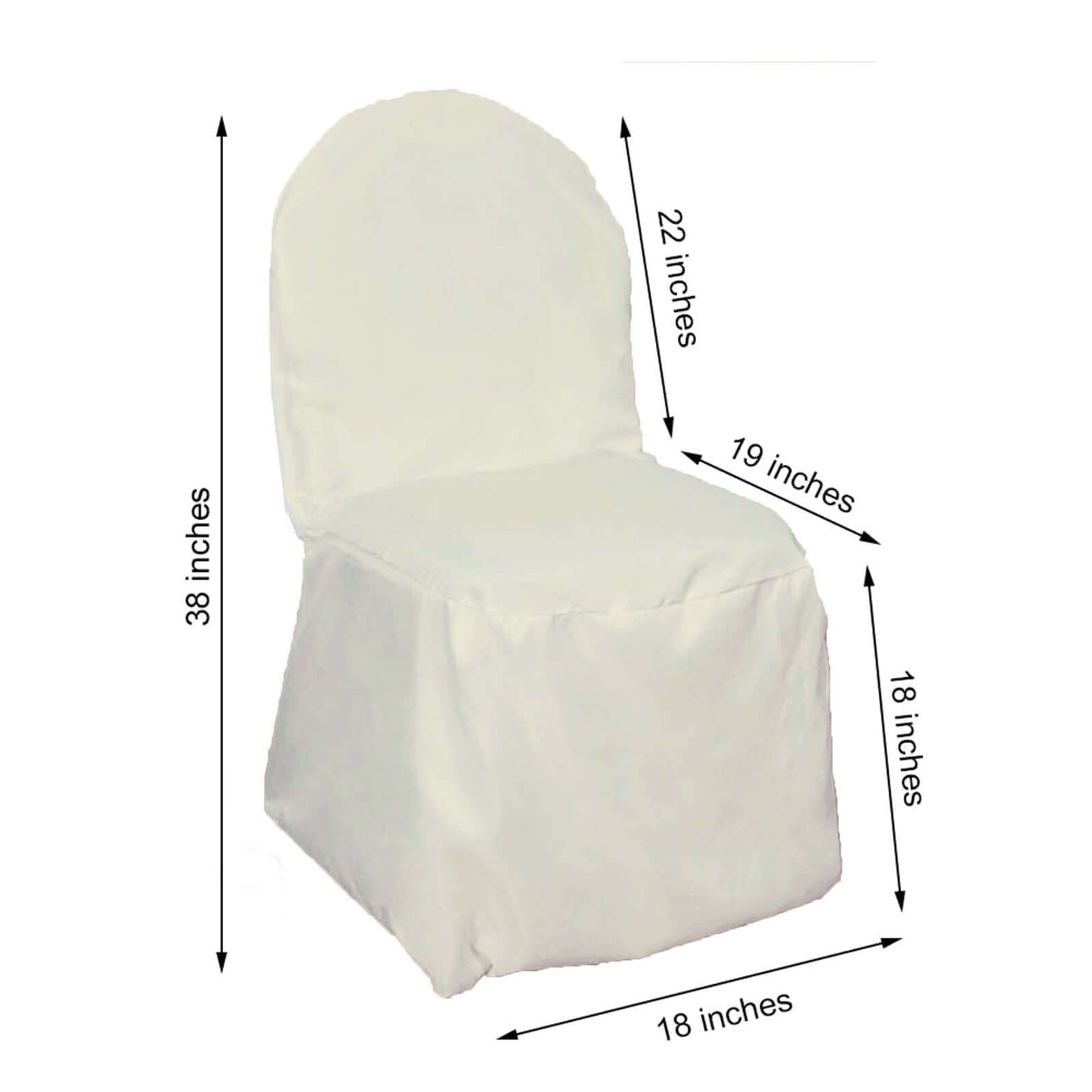 Polyester Slip On Banquet Chair Covers Ivory - Stain-Resistant Reusable Durable Fabric