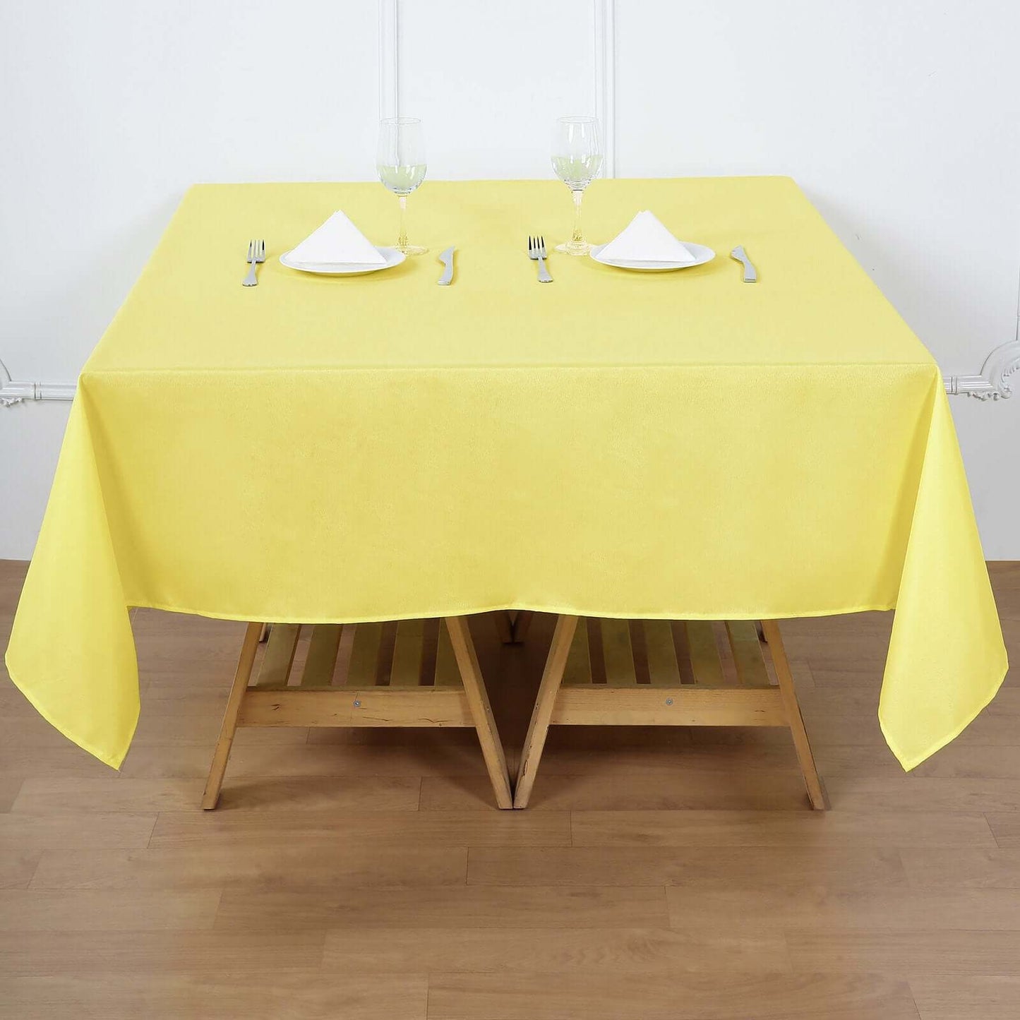 Polyester Square 70"x70" Tablecloth Yellow - Wrinkle-Resistant & Durable Table Cover