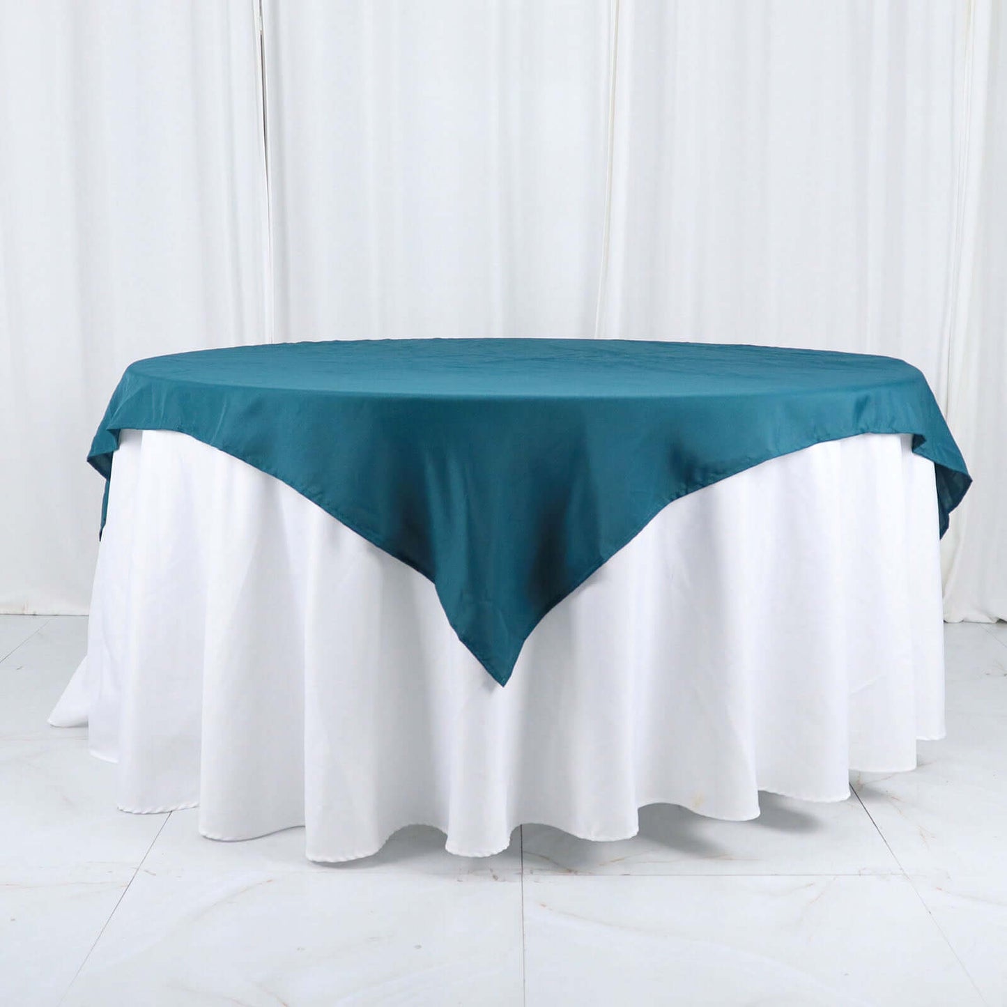 Polyester 54"x54" Table Overlay Square Tablecloth Peacock Teal - Wrinkle-Resistant & Durable Table Cover