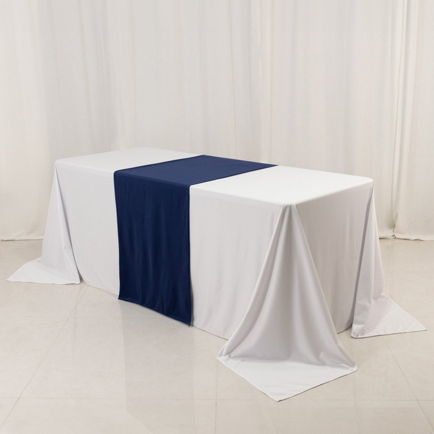 Wide Polyester 24"x72" Table Runner Navy Blue - Durable Trade Show Table Linen