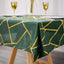 Polyester 54"x54" Table Overlay Square Tablecloth Hunter Emerald Green with Gold Foil Geometric Pattern - Wrinkle-Resistant & Durable Table Topper