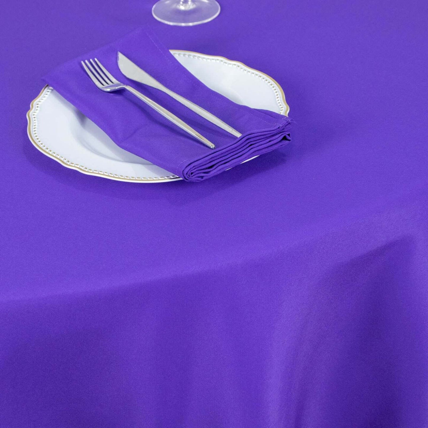 Premium Polyester 132" Round Tablecloth Purple - Seamless 220GSM Wrinkle-Resistant Table Cover