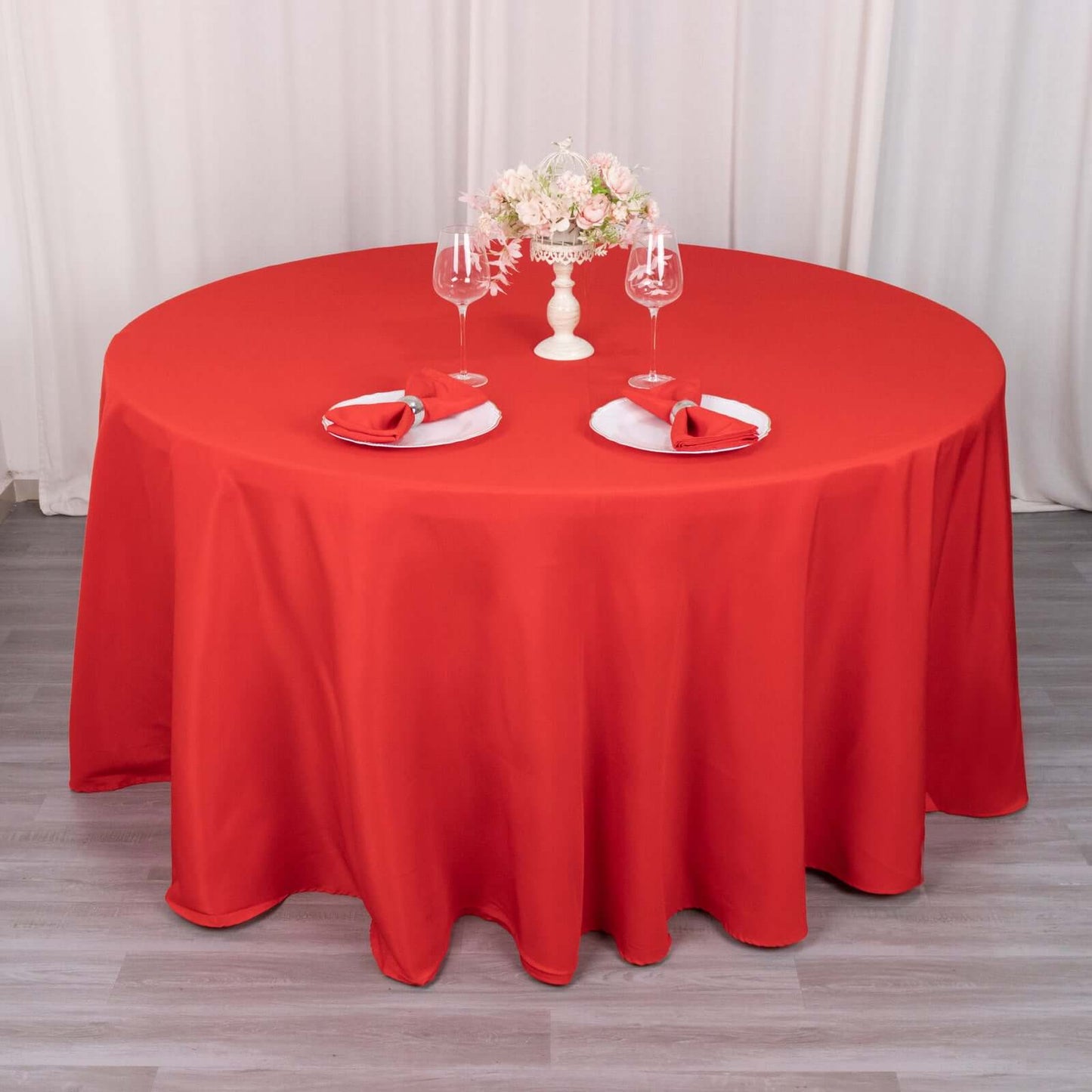 Premium Polyester 120" Round Tablecloth Red - Seamless 220GSM Wrinkle-Resistant Table Cover