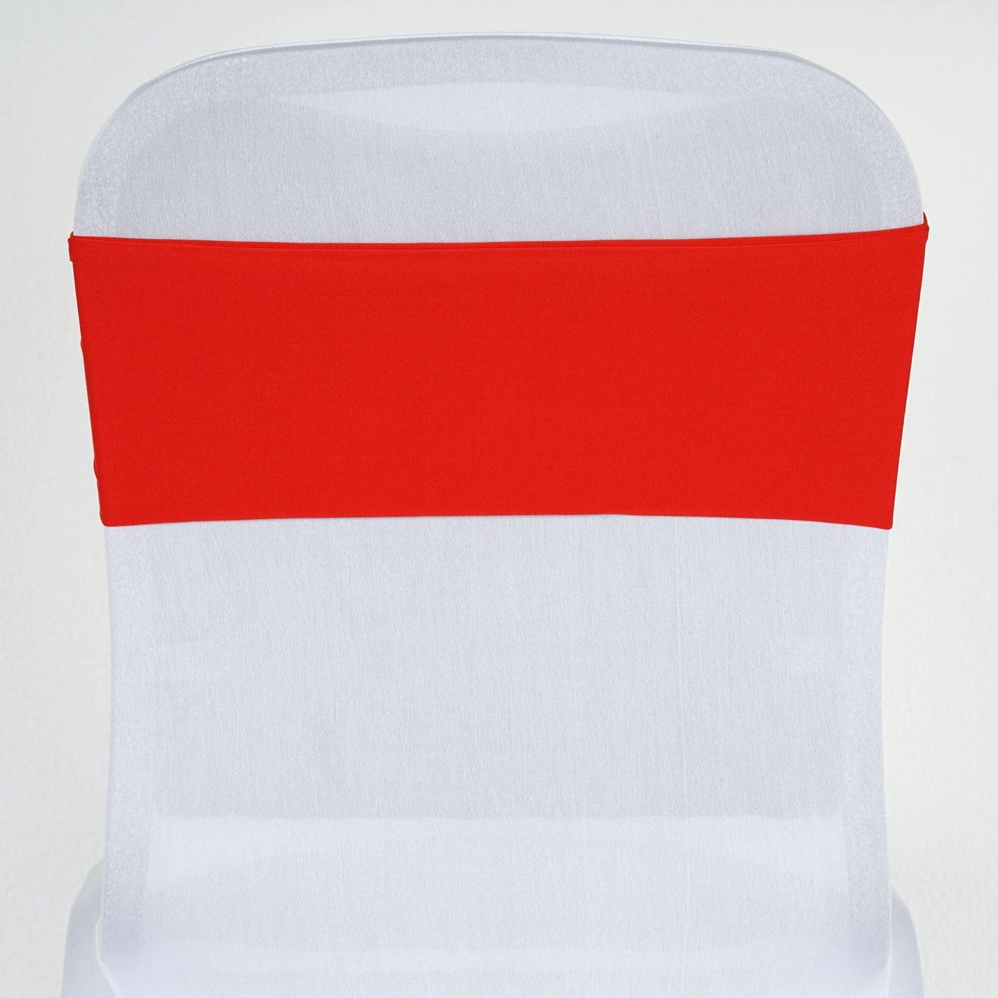 5 Pack Stretch Spandex Chair Sashes Red - Fitted Finish Two Ply Heavy Duty Chair Bands 5"x12"