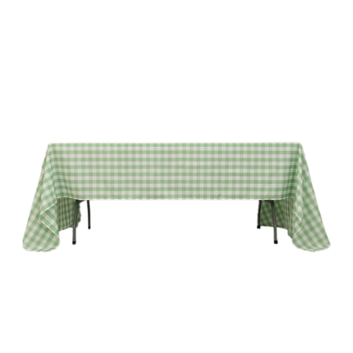 Polyester 60"x126" Rectangle Tablecloth White/Sage Green - Buffalo Plaid Checkered Table Cover