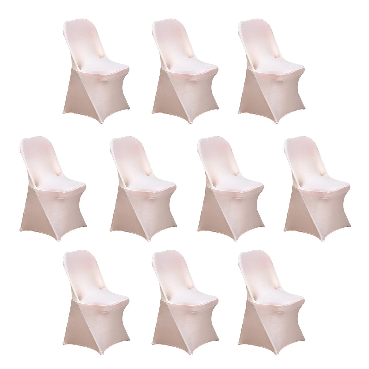 10 Pack Stretch Spandex Chair Covers Blush for Folding Chairs - Durable 160GSM Fitted Slipcovers