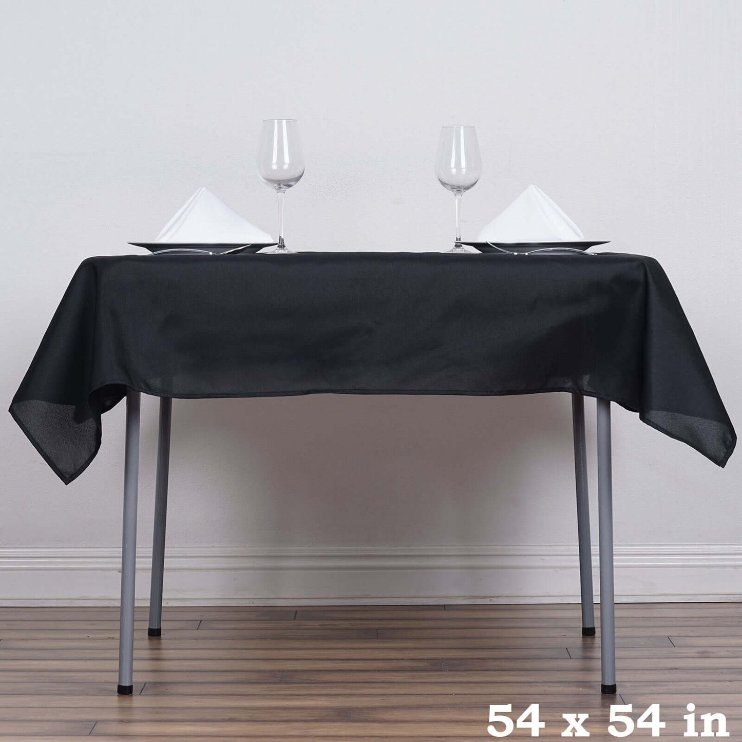 Polyester 54"x54" Table Overlay Square Tablecloth Black - Wrinkle-Resistant & Durable Table Cover for Events