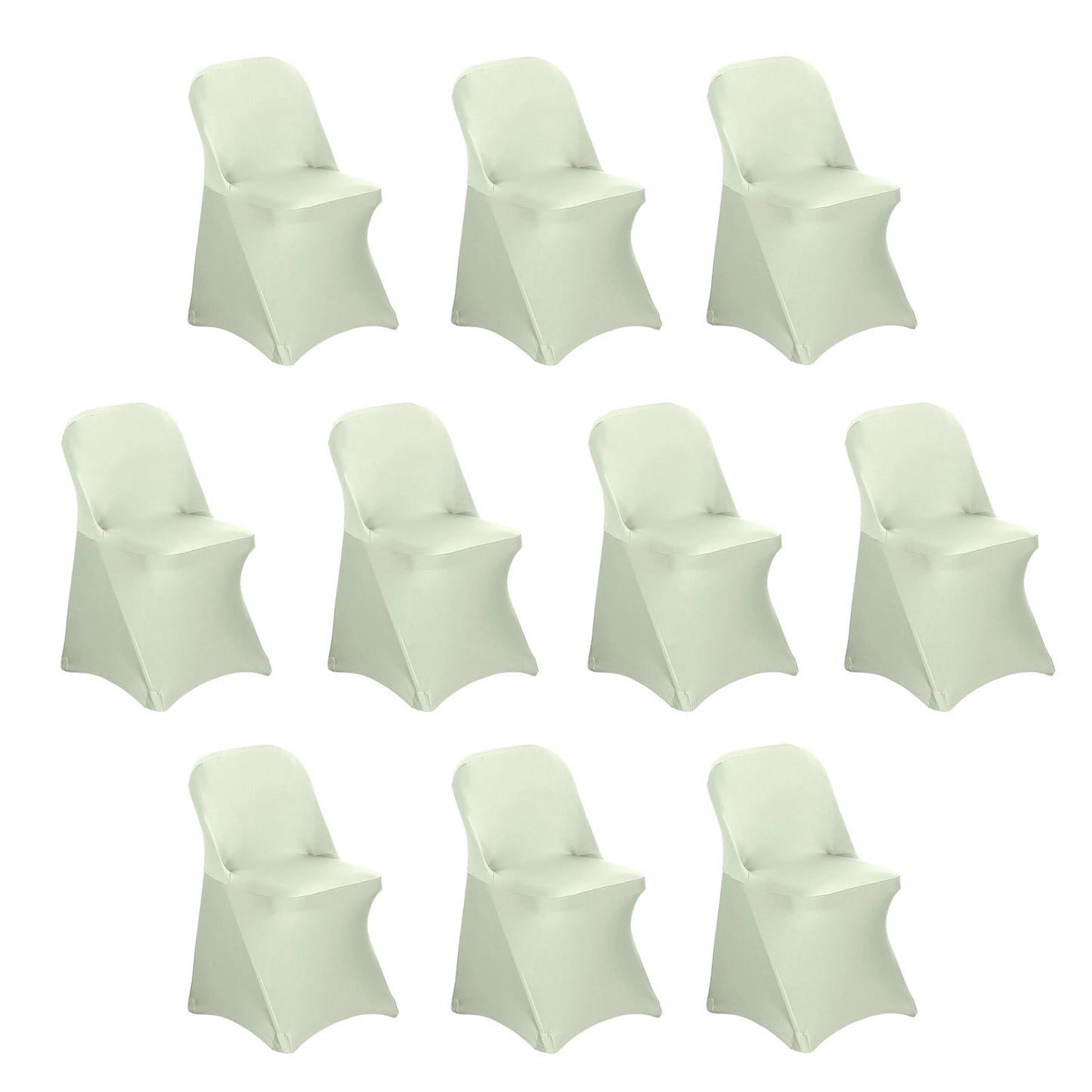 10 Pack Stretch Spandex Chair Covers Sage Green for Folding Chairs - Durable 160GSM Fitted Slipcovers