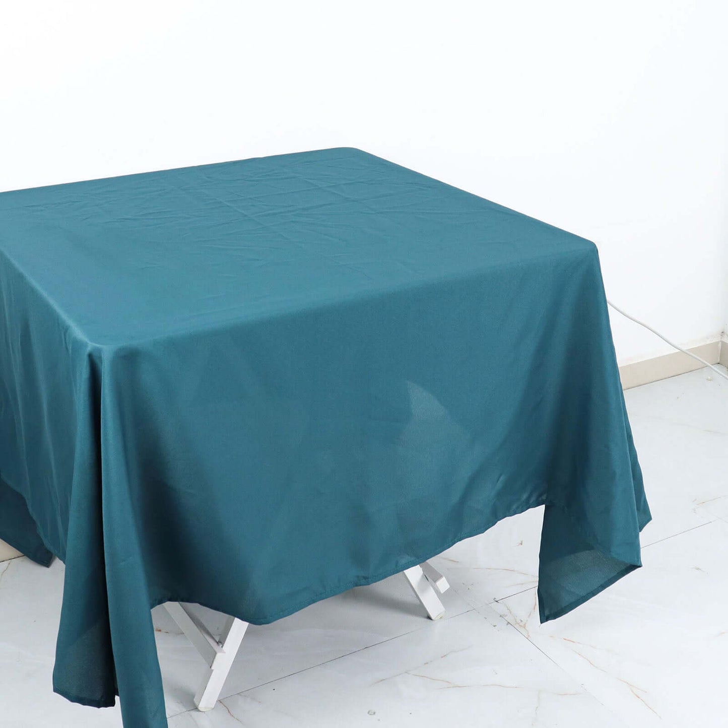 Polyester Square 70"x70" Tablecloth Peacock Teal - Wrinkle-Resistant & Durable Table Cover