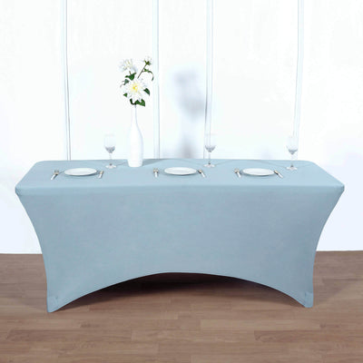 Stretch Spandex 96"x30" Rectangle Table Cover Dusty Blue - Durable Form-Fitting Tablecloth