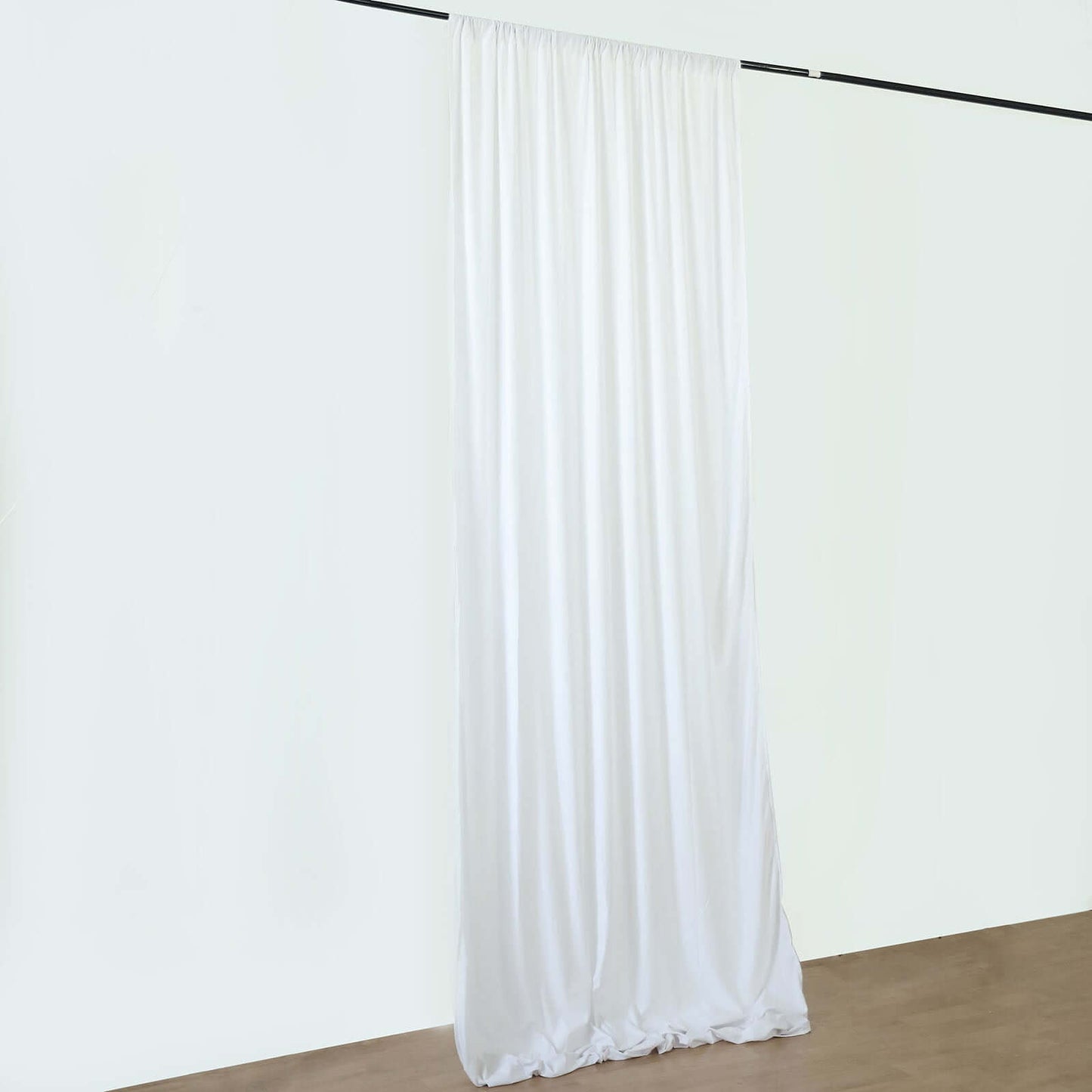 White Scuba Polyester Ceiling Drape Backdrop Curtain Panel, Commercial Grade Fire Retardant Wrinkle Free Draping Fabric With Rod Pockets - 5ftx30ft