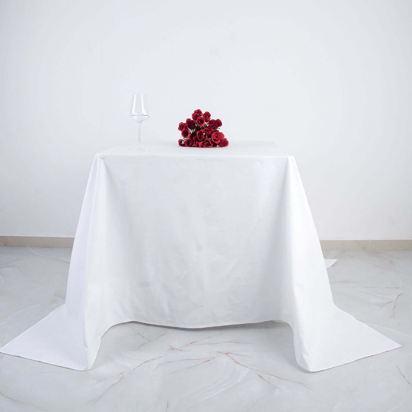 100% Cotton 90"x90" Square Tablecloth White Linen - Sophisticated, Soft & Breathable Fabric Table Cover