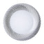 10-Pack Plastic 9" Round Dinner Plates White with Silver Swirl Rim - Disposable Party Plates