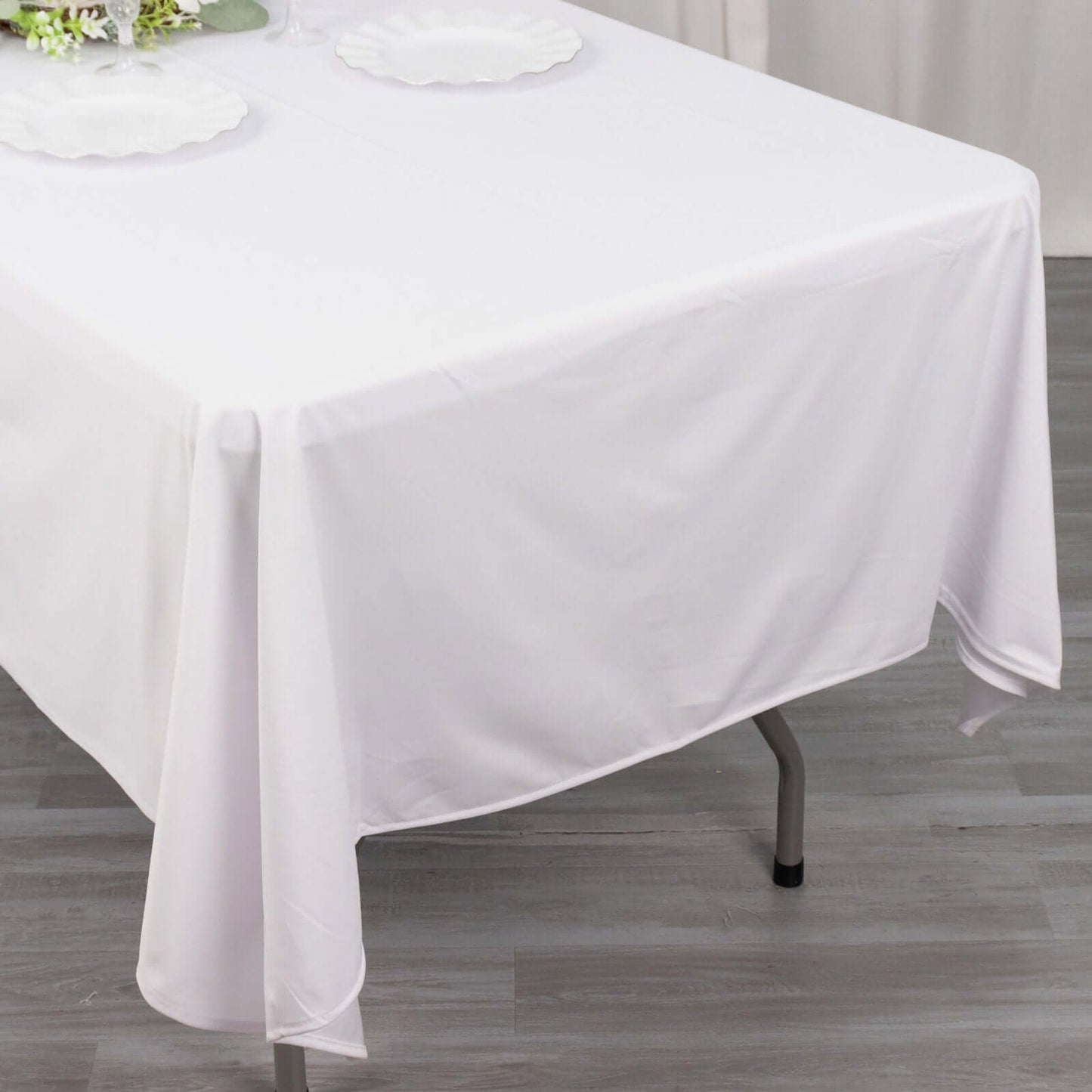 Scuba Rectangular 60"x102" Tablecloth White - Wrinkle Free & Stain Resistant Table Cover for Weddings and Banquets