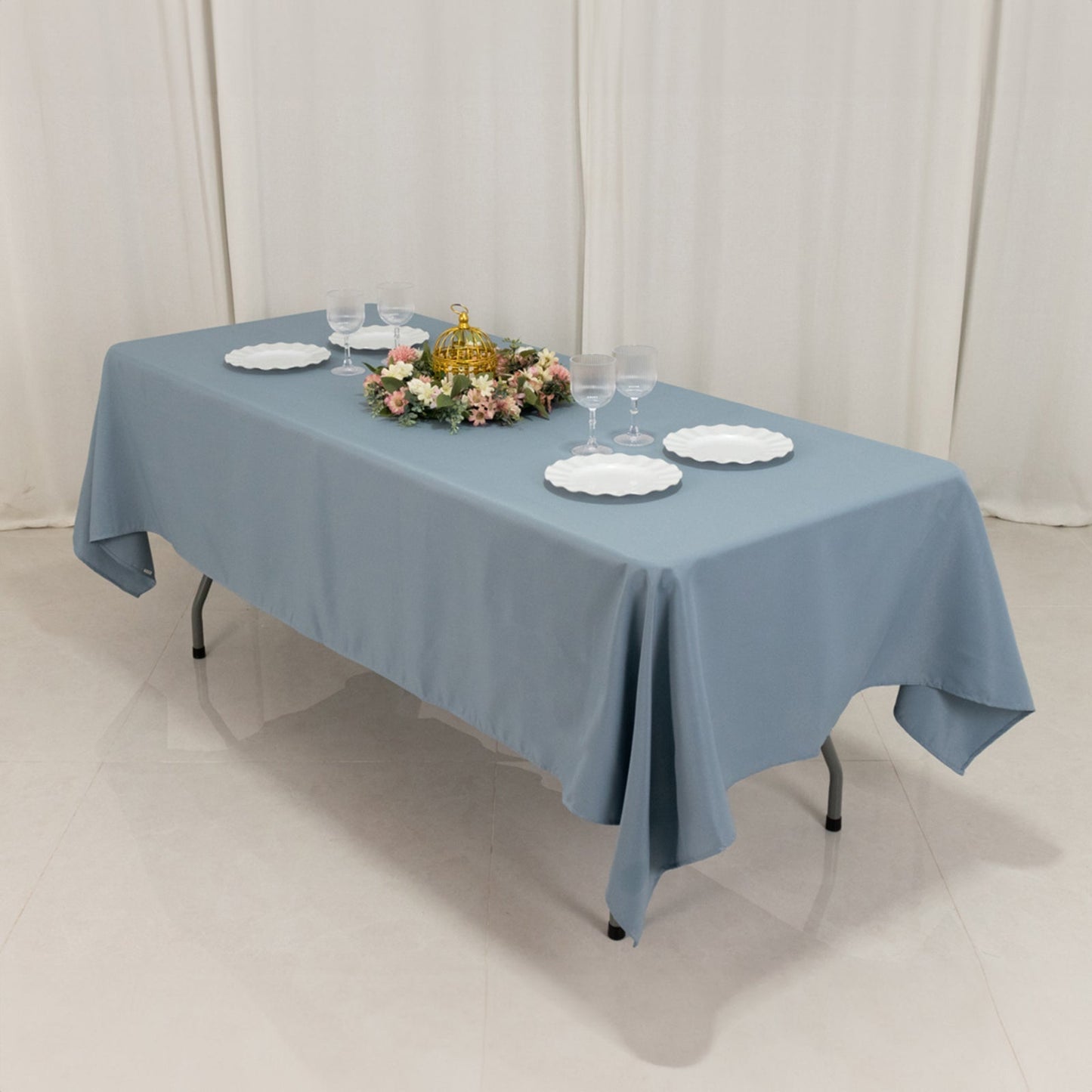 Premium Polyester 60"x102" Rectangle Tablecloth Dusty Blue - Durable 220GSM Wrinkle-Resistant Table Cover