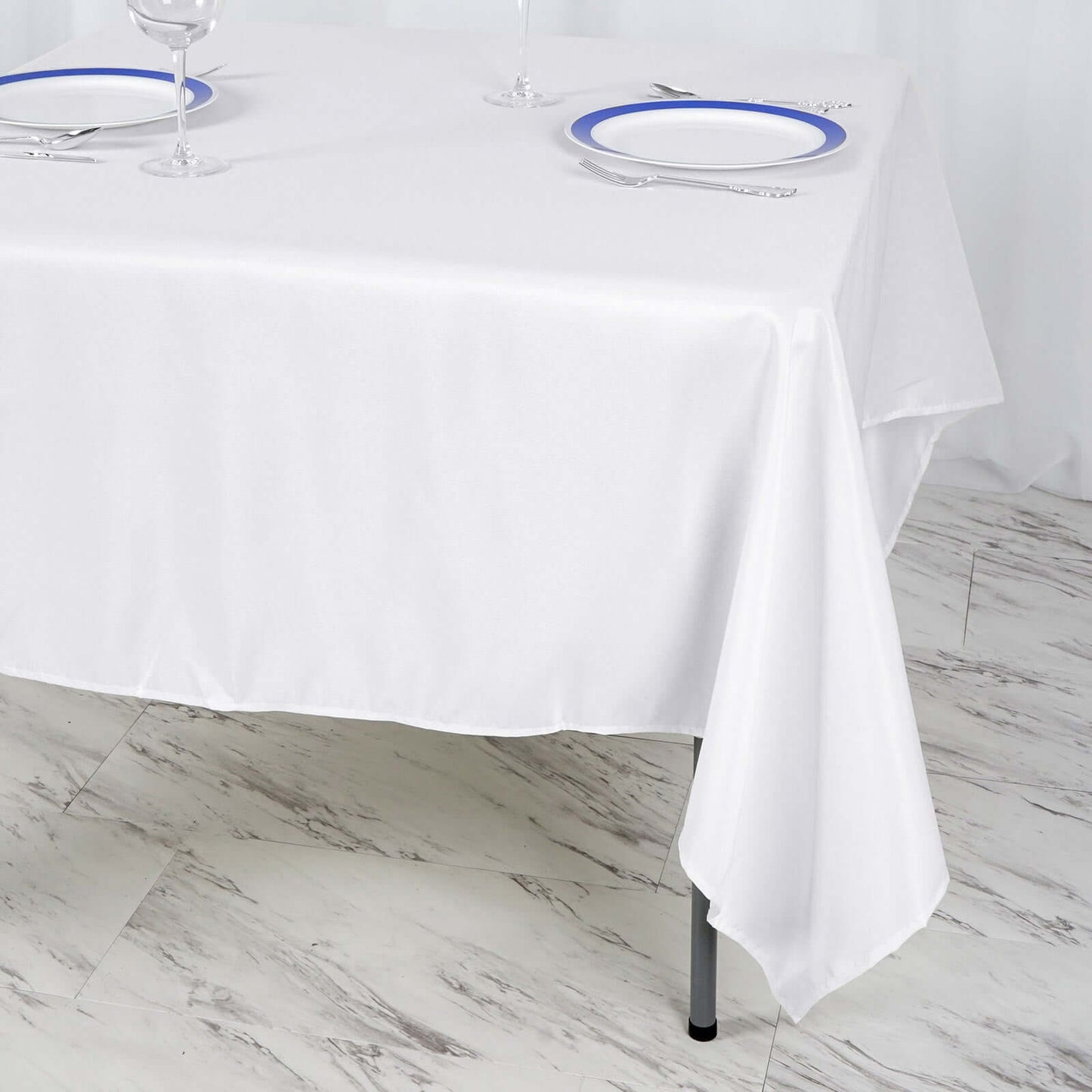 Polyester Square 70"x70" Tablecloth White - Wrinkle-Resistant & Durable Table Cover for Events