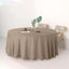 Faux Linen 120" Round Tablecloth Taupe - Slubby Texture Wrinkle-Resistant Seamless Table Cover