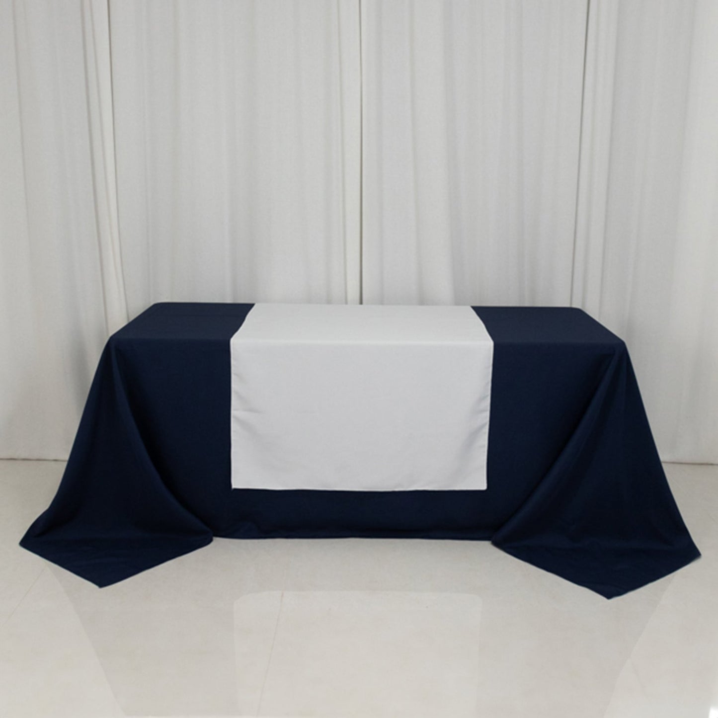 Wide Polyester 36"x72" Table Runner White - Durable Trade Show Table Linen
