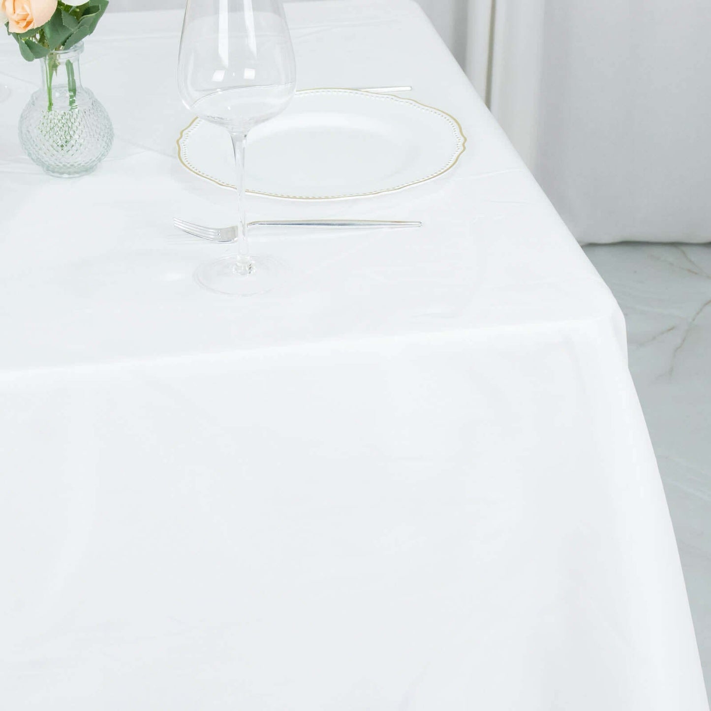 Premium Polyester Square Tablecloth 70"x70" White 220GSM Wrinkle-Resistant Table Cover for Stylish Gatherings