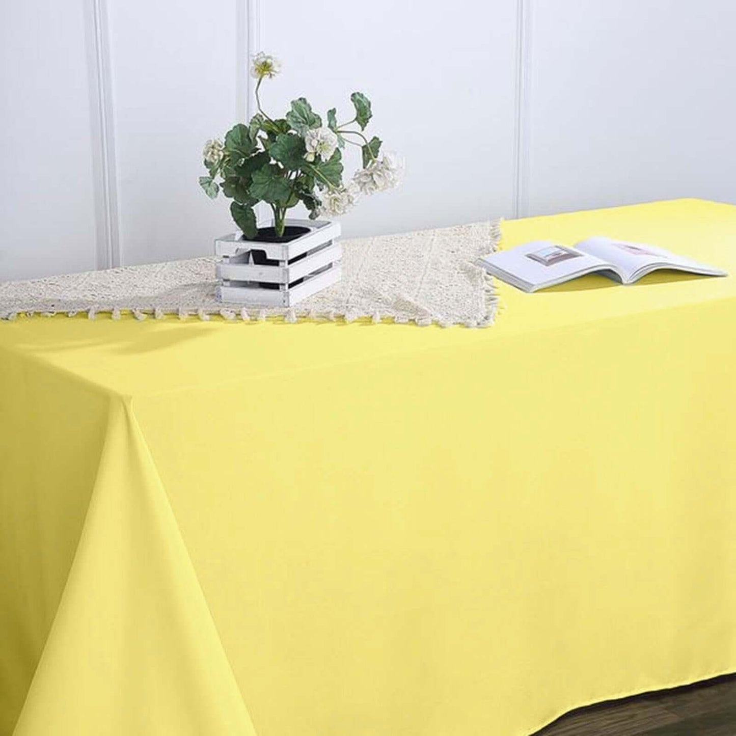 Polyester 90"x156" Rectangle Tablecloth Yellow - Seamless Wrinkle-Resistant Table Cover