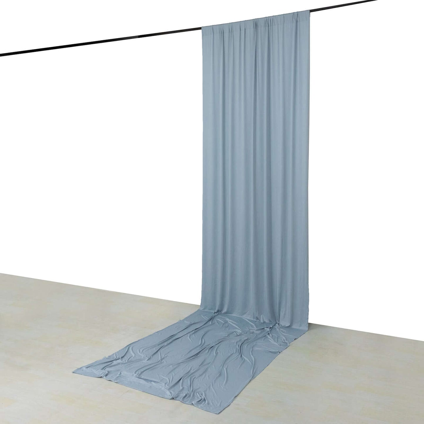 Dusty Blue 4-Way Stretch Spandex Event Curtain Drapes, Wrinkle Free Backdrop Event Panel with Rod Pockets - 5ftx16ft