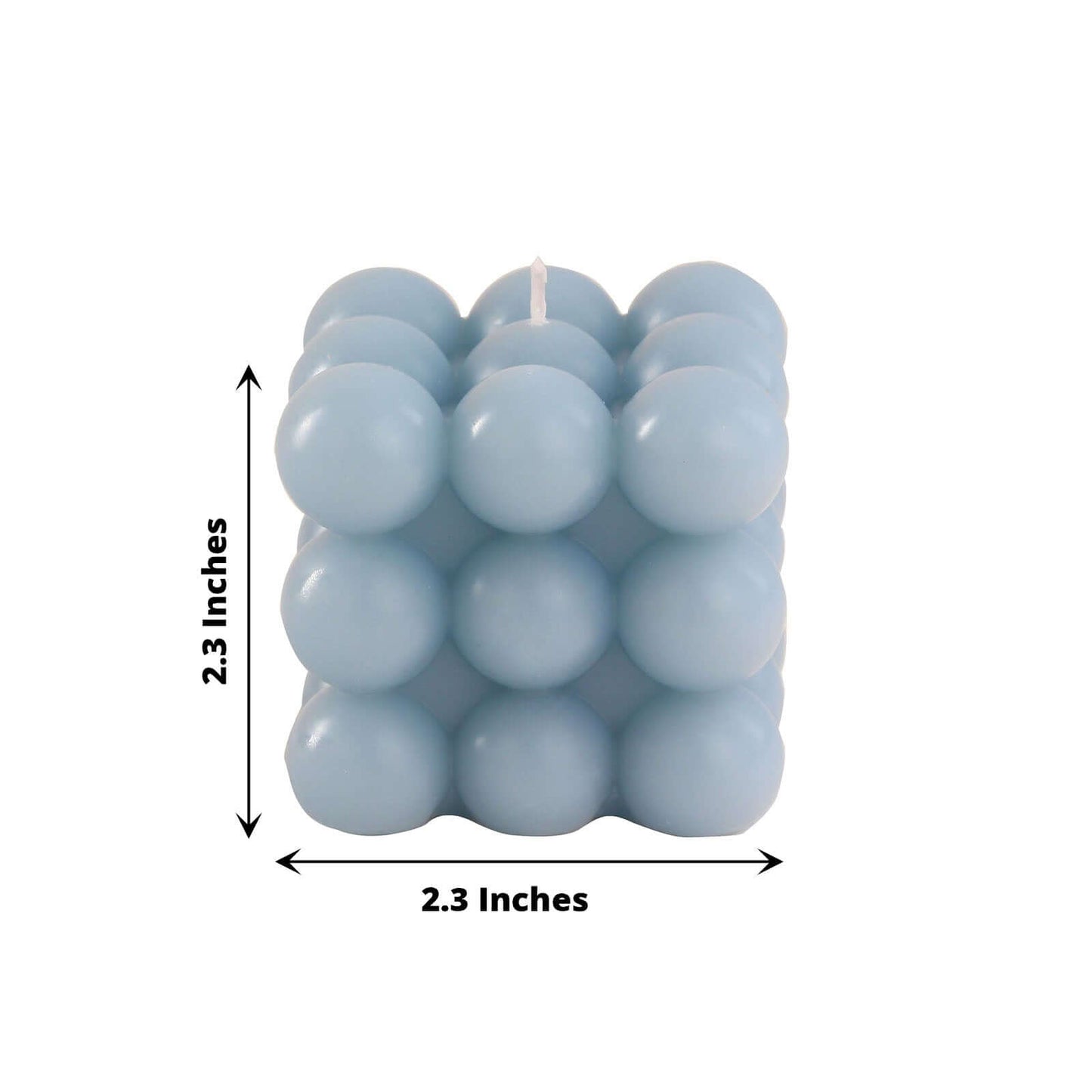 2-Pack Decorative Paraffin Wax Candles Bubble Cube Design Dusty Blue - Unscented Long Burning Pillar Candle Set 2"