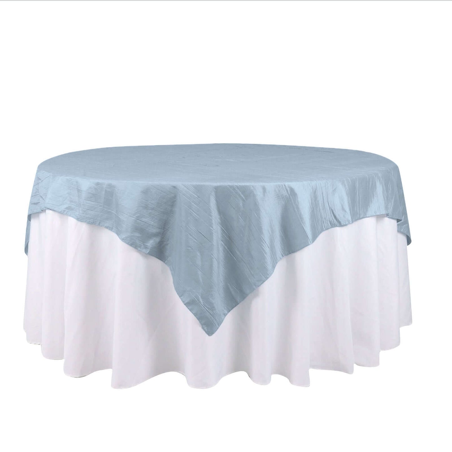 Taffeta 72"x72" Table Overlay Square Tablecloth Dusty Blue - Accordion Crinkle Table Cover