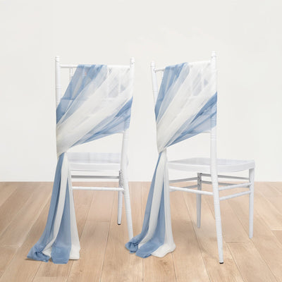 20-Pack Sheer Chair Drape Decor in Dusty Blue and Ivory â€“ 9ft Shimmer Sash, Wrinkle-Free