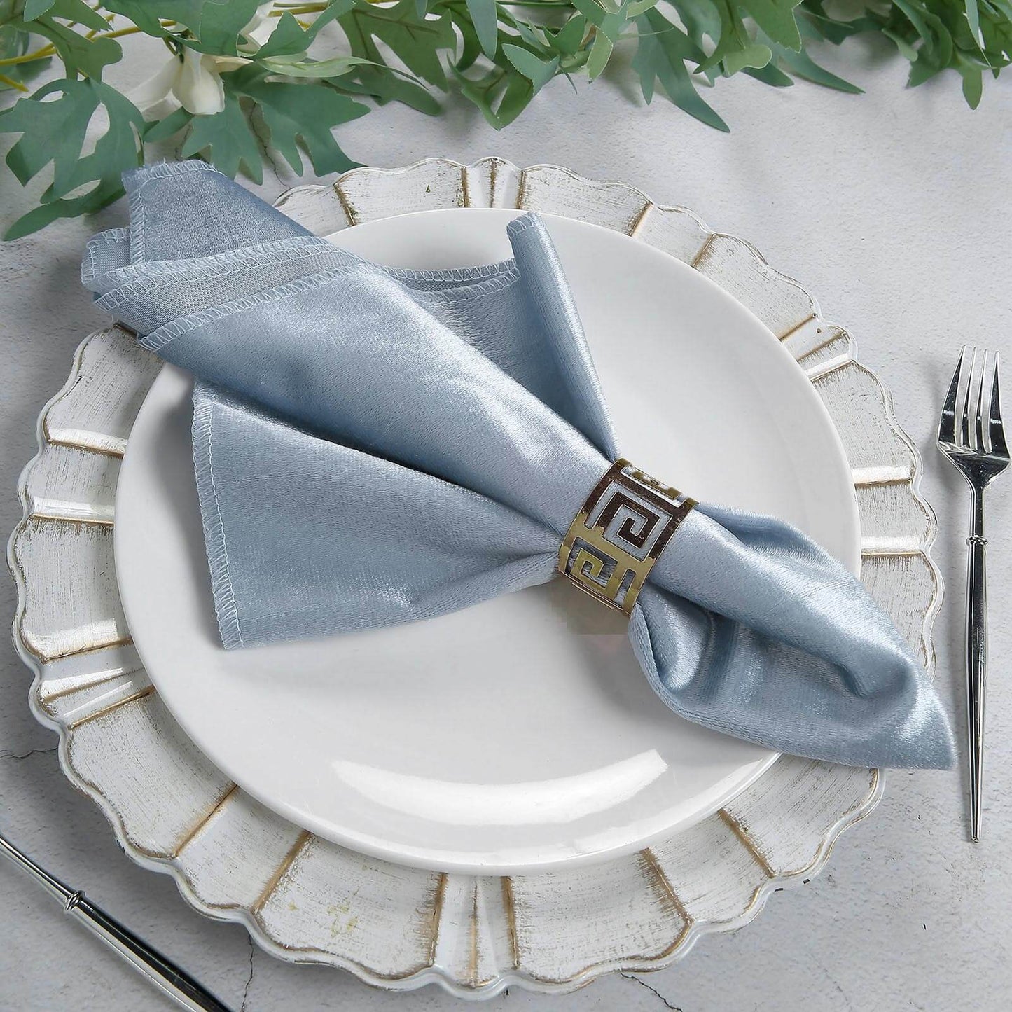 5 Pack Premium Velvet 20"x20" Napkins Dusty Blue - Soft Sheen Finish Cloth Napkins