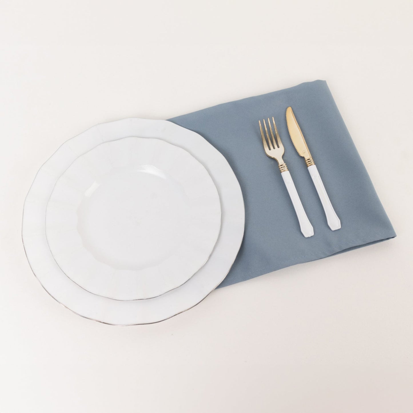5 Pack Premium Polyester 20"x20" Napkins Dusty Blue - Wrinkle-Resistant & Durable Dinner Napkins