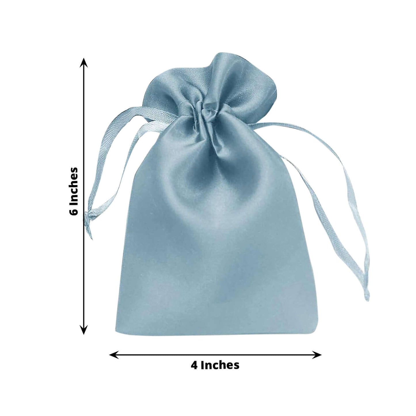 12 Pack 4"x6" Dusty Blue Satin Drawstring Wedding Party Favor Gift Bags