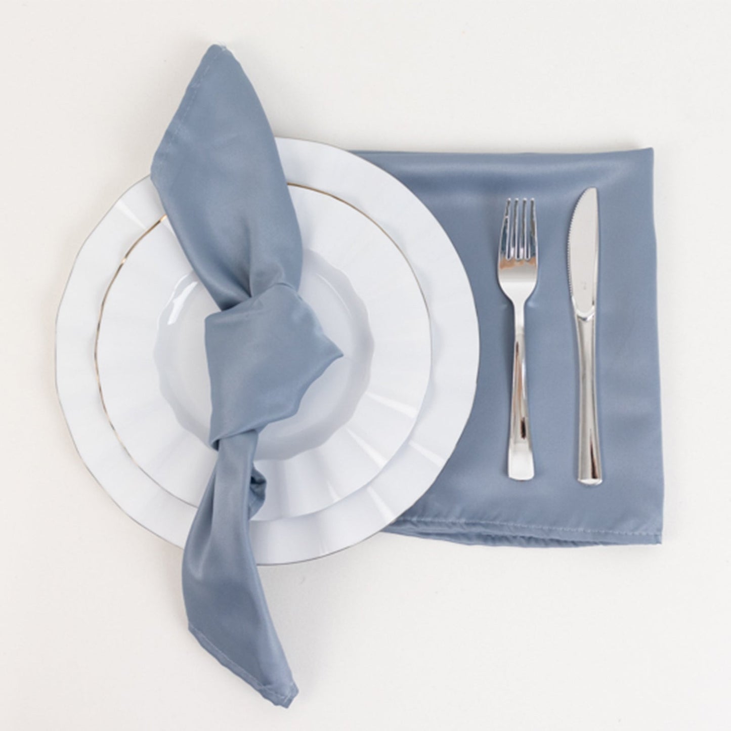 5 Pack Lamour Satin 20"x20" Napkins Dusty Blue - Soft Matte Finish Dinner Napkins