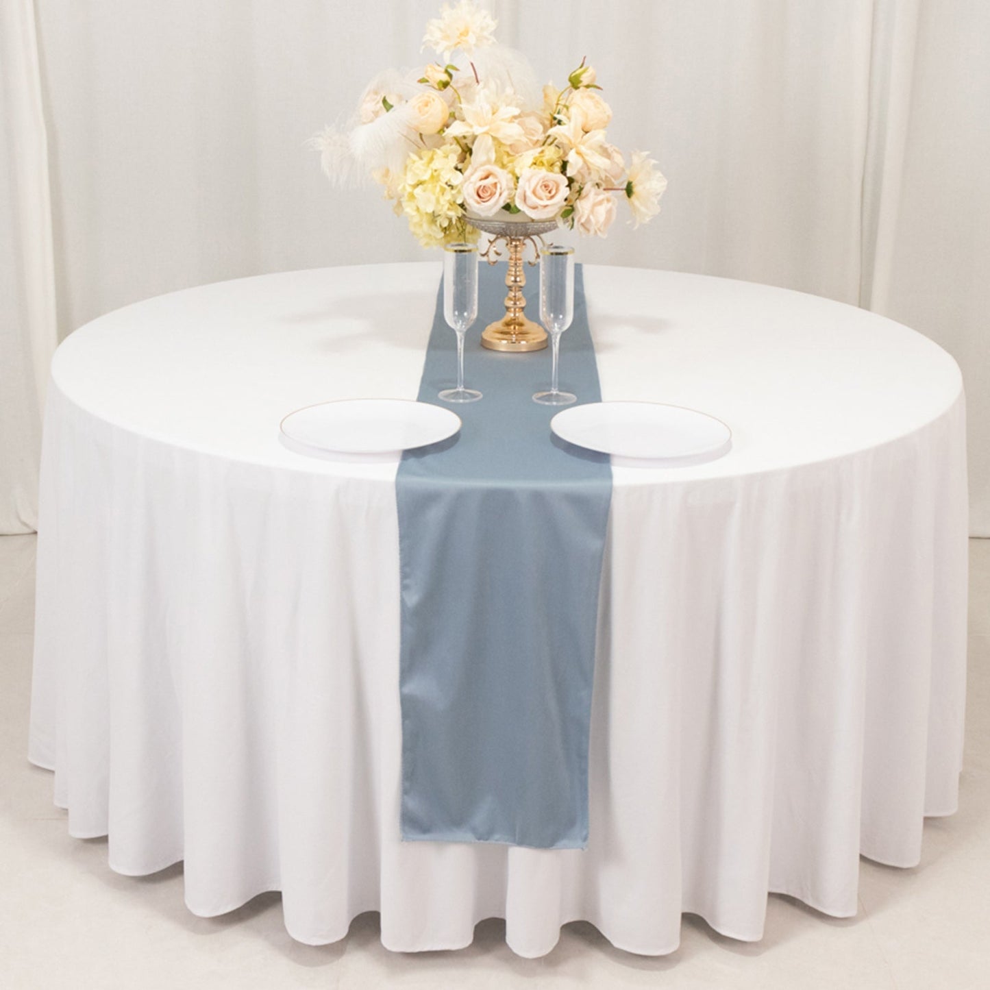 Scuba Polyester 12"x108" Table Runner Dusty Blue - Wrinkle-Free Table Linen